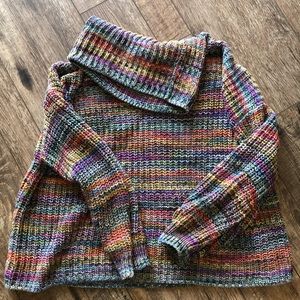 Peruvian Connection Grasse T-neck Turtleneck Sweater Multicolor Woven large Knit